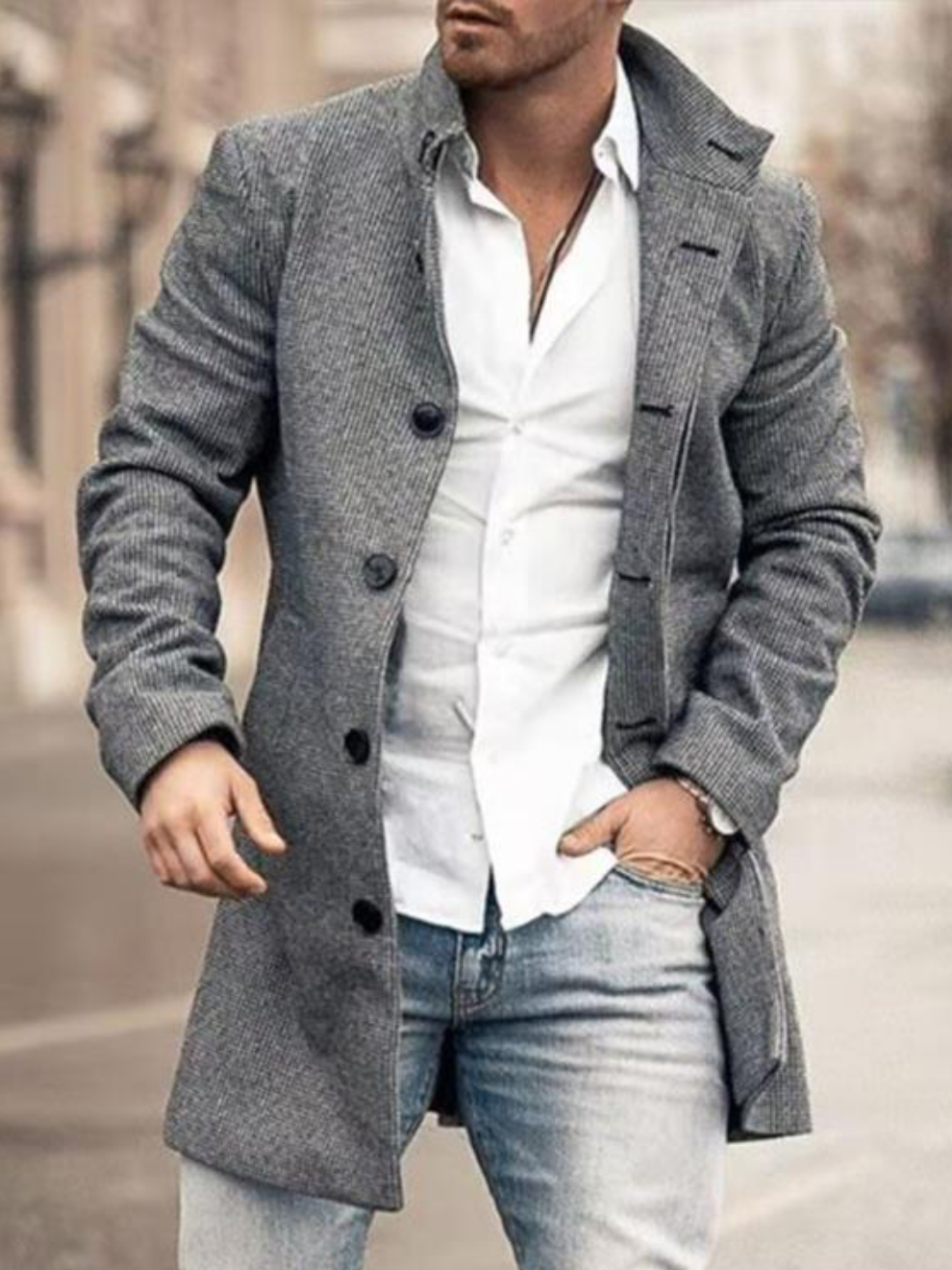 Emil | Lang mønstret frakke