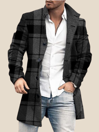 Emil | Lang mønstret frakke - Sort tern