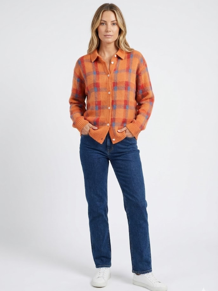 Tesa – Blød strikcardigan med tern