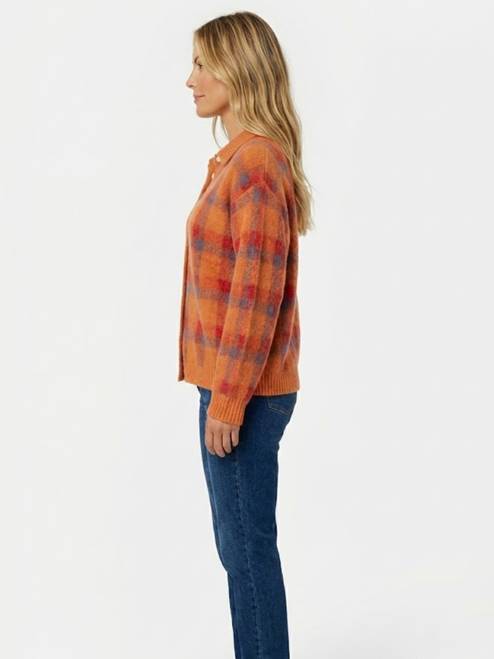 Tesa – Blød strikcardigan med tern