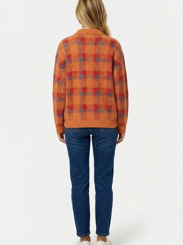 Tesa – Blød strikcardigan med tern