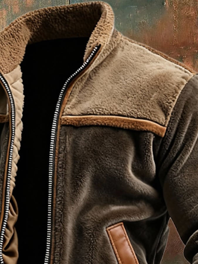Gabriele | Giacca calda in velluto e pelle foderata in polare