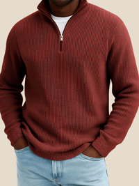 JURGEN™ | LANGÆRMET POLO MED KVART LYNLÅS - Vinrød