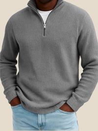 JURGEN™ | LANGÆRMET POLO MED KVART LYNLÅS - Grå