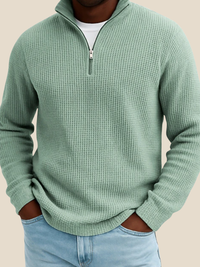 JURGEN™ | LANGÆRMET POLO MED KVART LYNLÅS - Lysegrøn