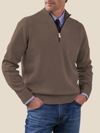 Nikolaj | Zip-hoodie - Mørkebrun