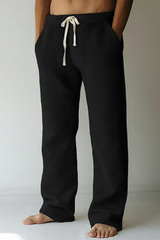 Hansen™ | Teksturerede Waffle-Lounge Bukser – Sort