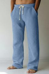 Hansen™ | Teksturerede Waffle-Lounge Bukser – Lyseblå