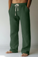 Hansen™ | Teksturerede Waffle-Lounge Bukser – Mørkegrøn