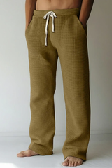 Hansen™ | Teksturerede Waffle-Lounge Bukser – Sennepsgul
