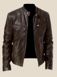 Rasmus | Læder motorjakke - Plys Brun