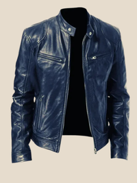 Rasmus | Læder motorjakke - blå