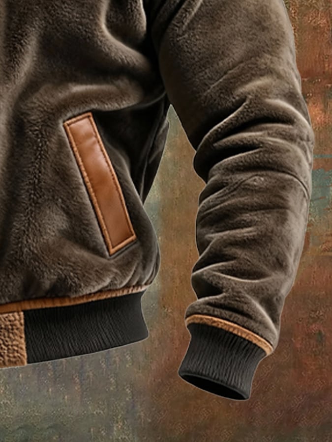 Gabriele | Giacca calda in velluto e pelle foderata in polare