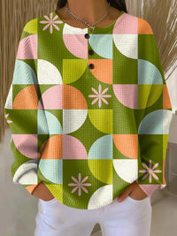 Saga | Trøje med Abstrakt Ternet Mønster - Kunst