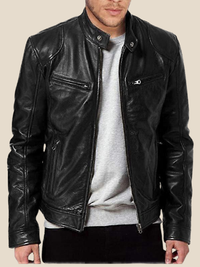 Rasmus | Læder motorjakke - Sort